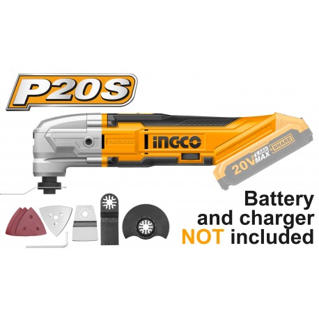 Smerigliatrice a Batteria 20V con 2 Batterie 4.0 AH INGCO