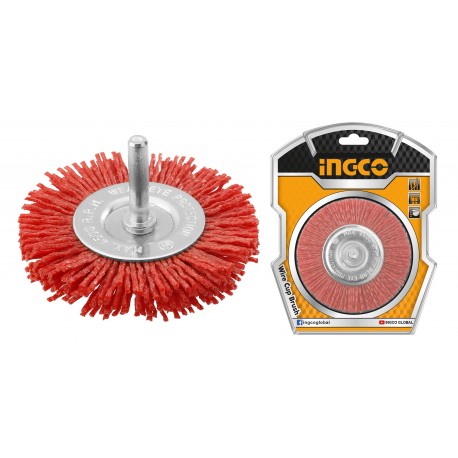 SPAZZOLA CIRCOLARE CON FILO ONDULATO NYLON E GAMBO Ø 75 MM