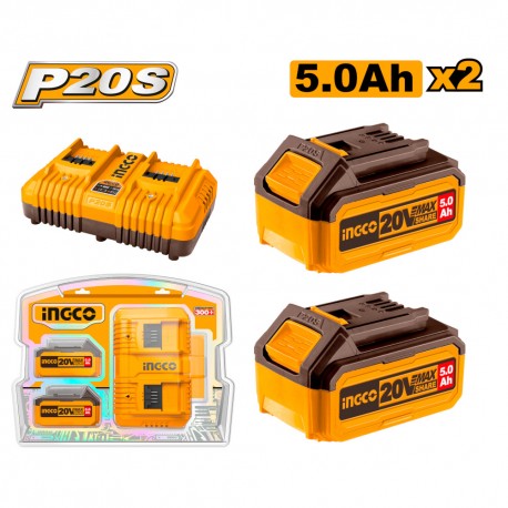 KIT 2 BATTERIE + CARICABATTERIE DOPPIO 5AH (FBLI2003+FCLI2034E)