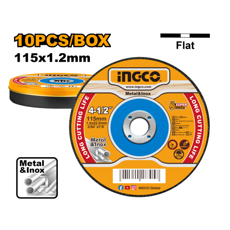 DISCO TAGLIO PER METALLO 115MM X 1.2MM 10PZ