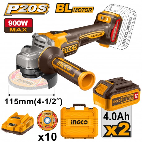 SMERIGLIATRICE ANG. 20V D.115 + ACCESSORI