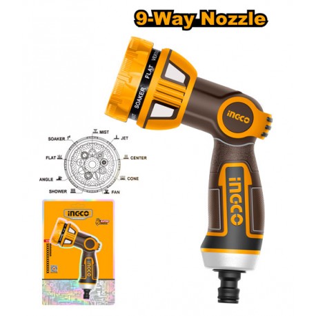 PISTOLA PER IRRIGAZIONE 9 GETTI CON ADATTATORE 3/4"
