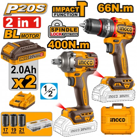 SET TRAPANO A PERCUSSIONE 66N.m CIDLI206681 + AVVITATORE A IMPULSI CIWLI20401