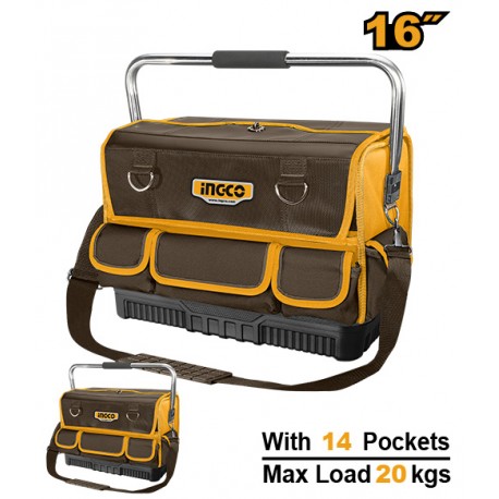 BORSA PORTATTREZZI 16" CON 14 TASCHE E MANIGLIA IN ACCIAIO