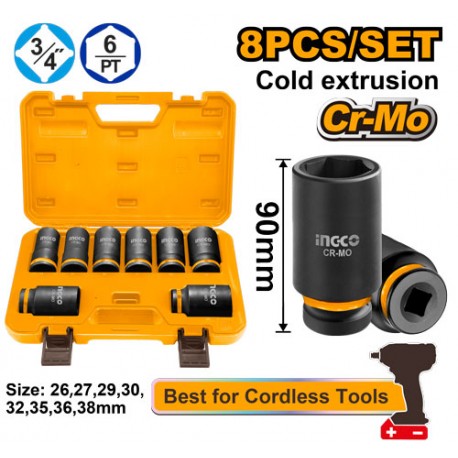 SET 8 PZ BUSSOLE 3/4" PROFONDE CON VALIGETTA