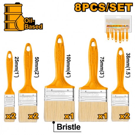 SET 8PZ SETOLA BIONDA CON MANICO IN PLASTICA