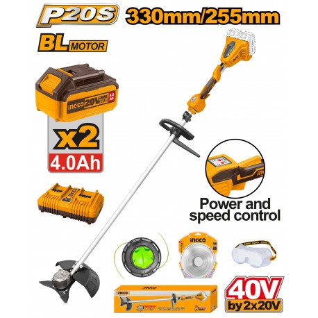TAGLIABORDI E DECESPUGLIATORE 40V CON 2 BATTERIE 4,0AH