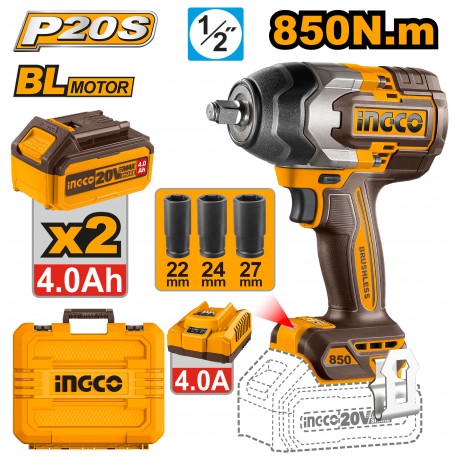 AVVITATORE AD IMPULSI 850Nm CON 2 BATTERIE E VALIGETTA