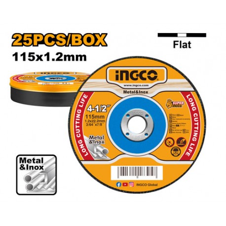 DISCO TAGLIO PER METALLO E INOX 115X1,2MM 25PZ