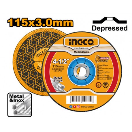 DISCO TAGLIO PER METALLO E INOX 115X3MM
