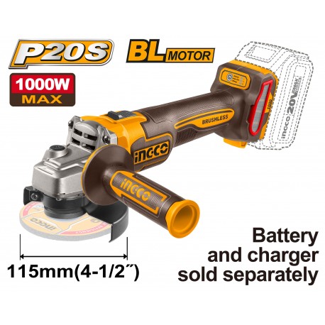 SMERIGLIATRICE BRUSHLESS 1000W D115MM NUDA