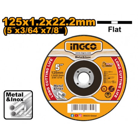DISCO DA TAGLIO ABRASIVO METALLO E INOX 125X1,2MM 25PZ