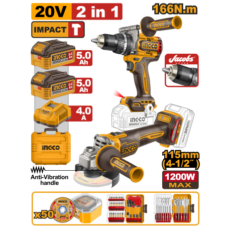 KIT COMBO PROFESSIONALE 20V 2 IN 1