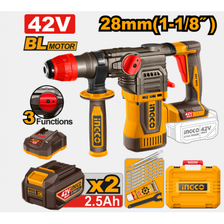 MARTELLO DEMOLITORE 42V BRUSHLESS A BATTERIA 3 FUNZ.