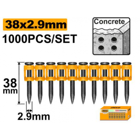 SET 1000PZ CHIODI A SPARO CONTINUO IN ACCIAIO 38X2,9MM