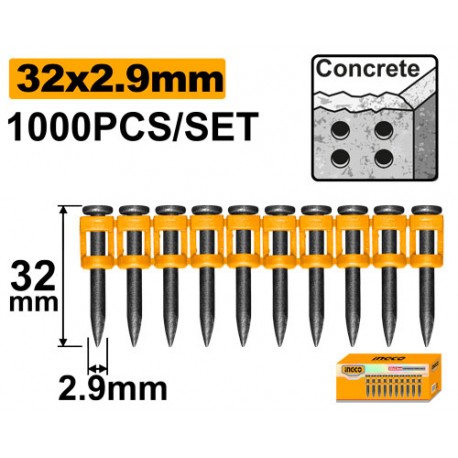 SET 1000PZ CHIODI IN ACCIAIO A SPARO CONTINUO 32X2,9MM