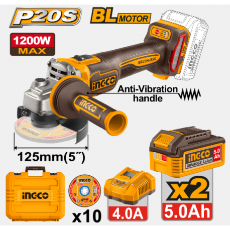 SMERIGLIATTRICE ANGOLARE 1200W C/10 DISCHI E VALIGETTA
