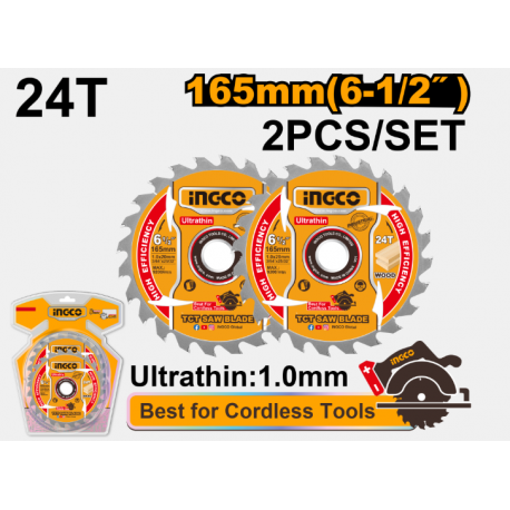 SET 2 PEZZI DI LAME DA SEGA TCT 165MM