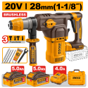 MARTELLO DEMOLITORE BRUSHLESS 28MM 3FUNZ. C/2 BATT.5AH